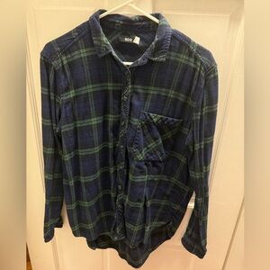 BDG Blue and Green Plaid Flannel Shirt